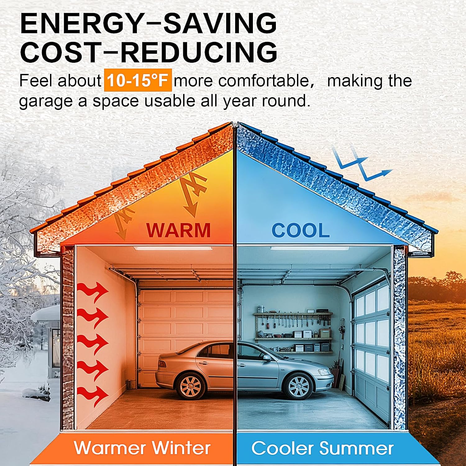 Garage Door Insulation Kit R8 8 Panels for 8x8/8x7ft Single Door