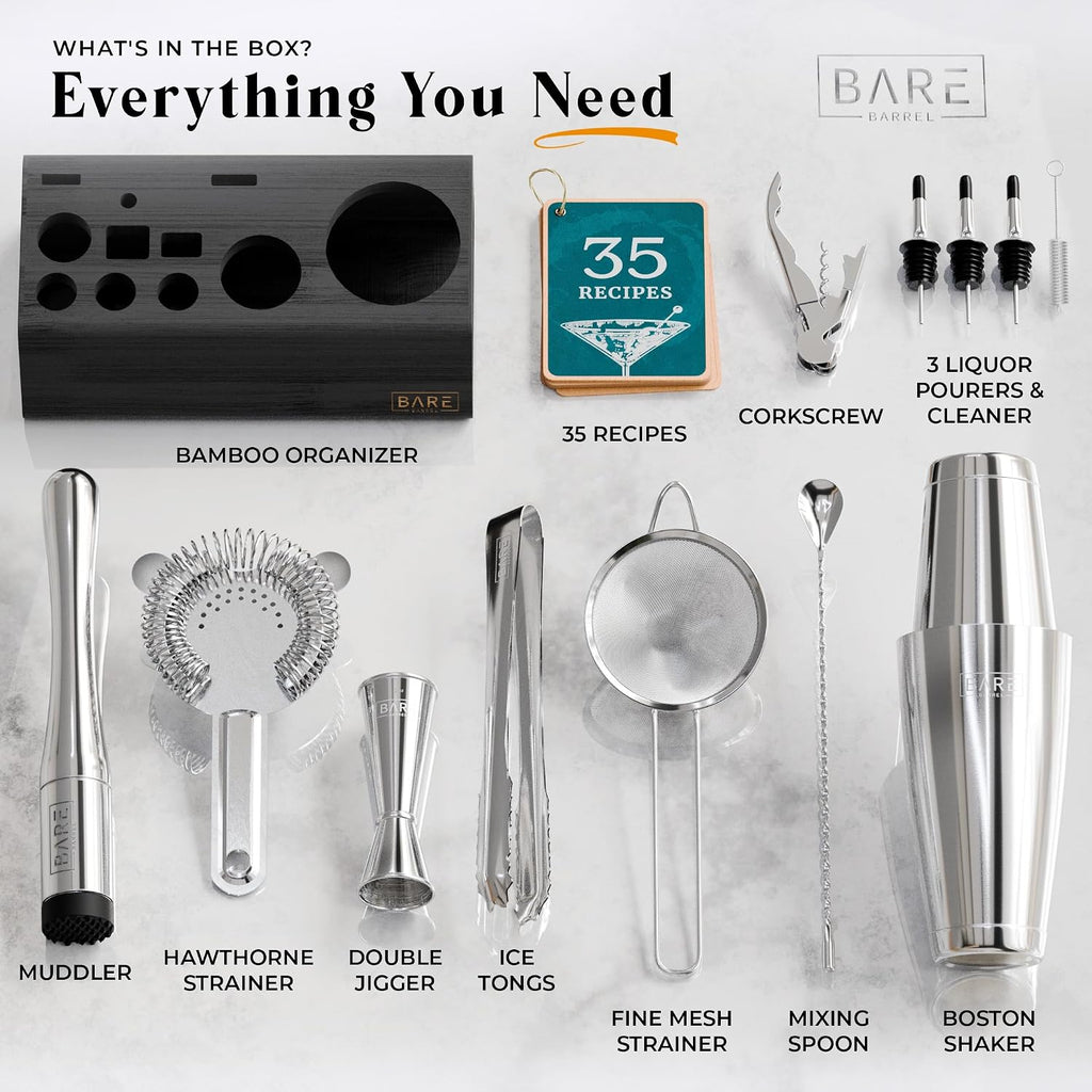 Mixology Bartender Kit Bar Set | 14-Piece Cocktail Shaker Set | Martini Barware Mixing Tools for Home Bartending |