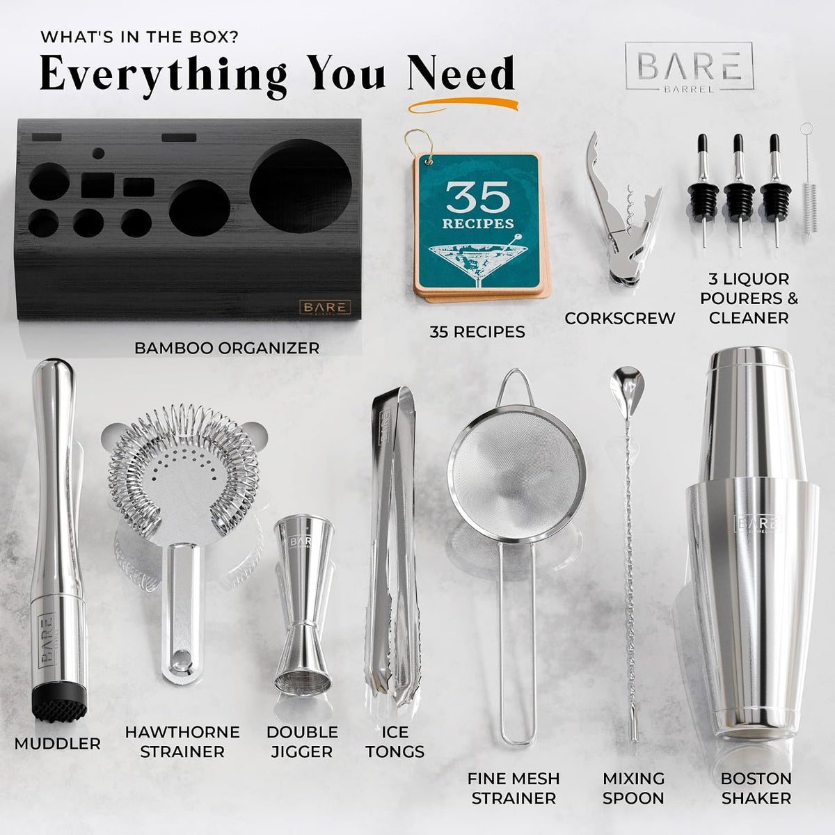 Mixology Bartender Kit Bar Set | 14-Piece Cocktail Shaker Set | Martini Barware Mixing Tools for Home Bartending |