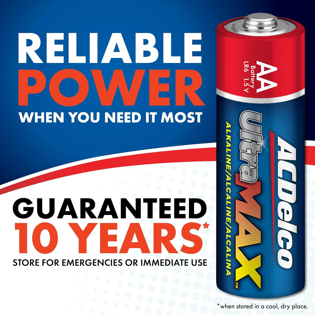 ACDelco UltraMAX 10-Count Double AA Batteries, Alkaline Battery with Advanced Technology for Home and Office, 10-Year