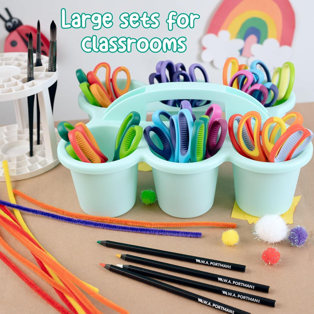 WA Portman 24 Bulk Set Pointed Tip Kids Scissors for School and Students | 5 Inch Bulk Scissors for Classroom, Kids