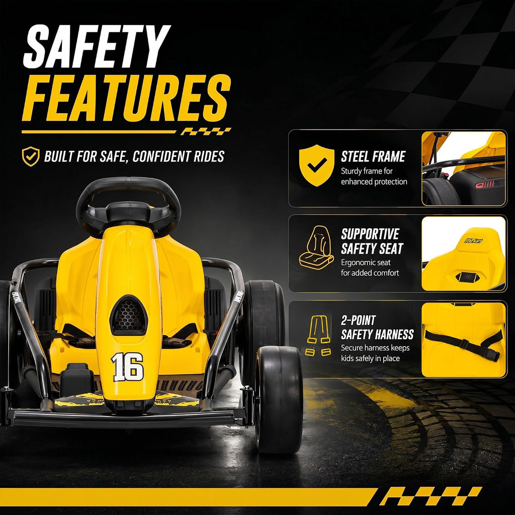 Electric Drift Go Kart for Kids 8-12, 24V Battery,360W Motor, Reinforced Wear-Proof Rear Wheels, 3 Unique Colors