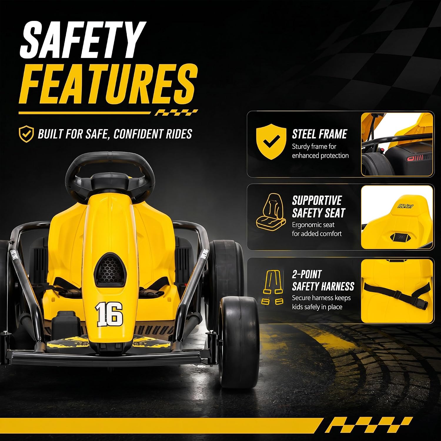 Electric Drift Go Kart for Kids 8-12, 24V Battery,360W Motor, Reinforced Wear-Proof Rear Wheels, 3 Unique Colors