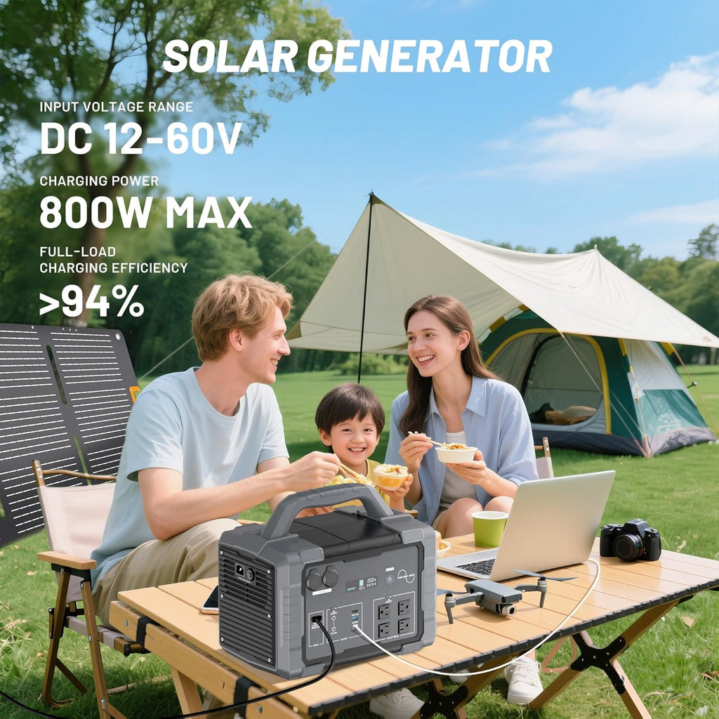 Solar Generator 1800W (3600W Surge) with 200W Solar Panel, 1024Wh LiFePO4 Portable Power Station Kit, 1.5H AC Fast