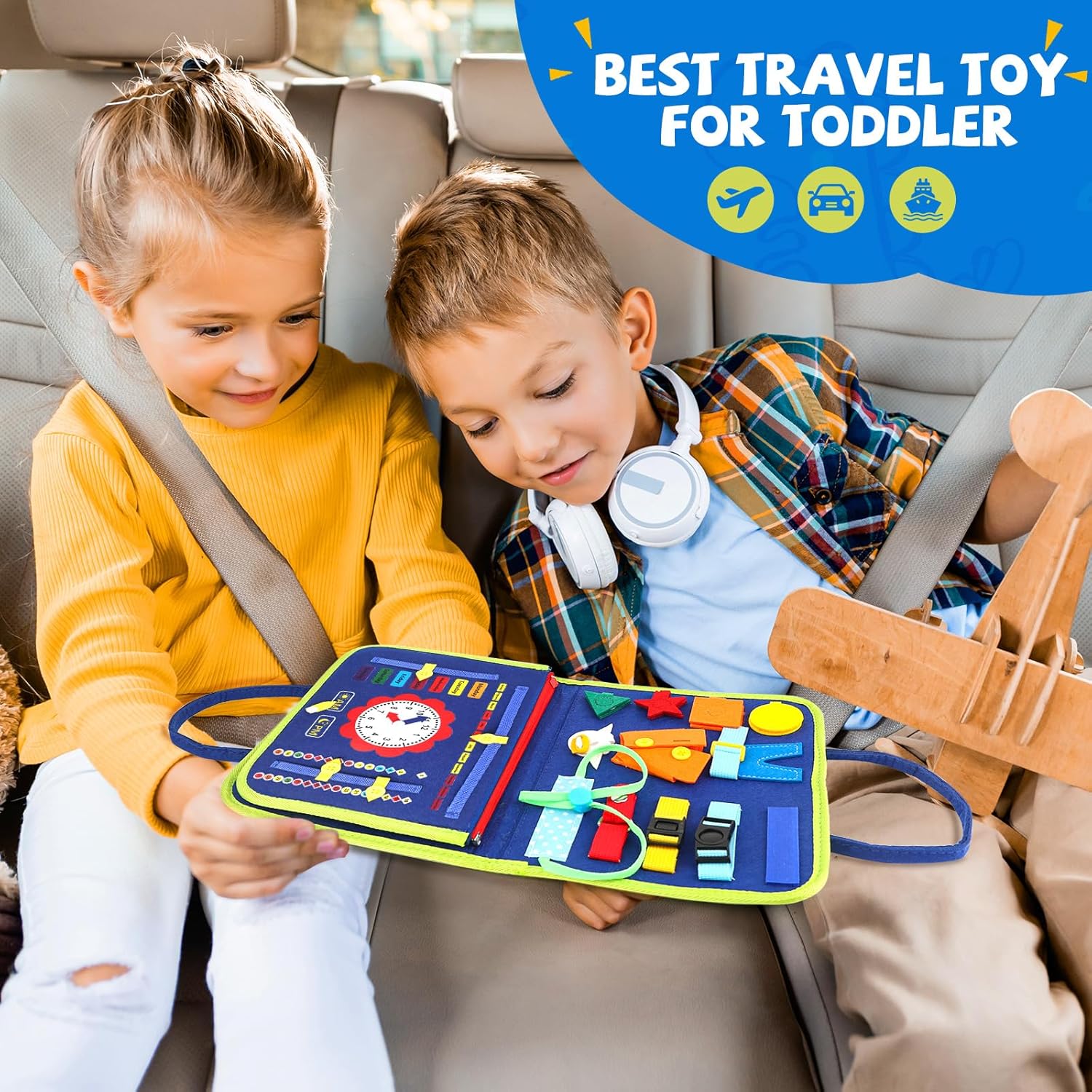 Toddler Busy Board, Montessori Sensory Toys for Boys, 1-4 Year Old Girl Toddler Travel Toys, Educational Learning