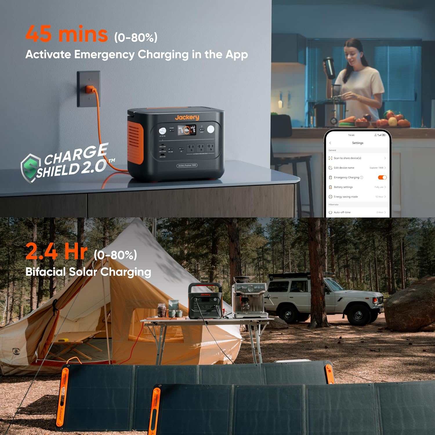 Solar Generator 1000 v2 with 200W Solar Panel,1070Wh Portable Power Station LiFePO4 Battery,1500W AC/100W USB-C