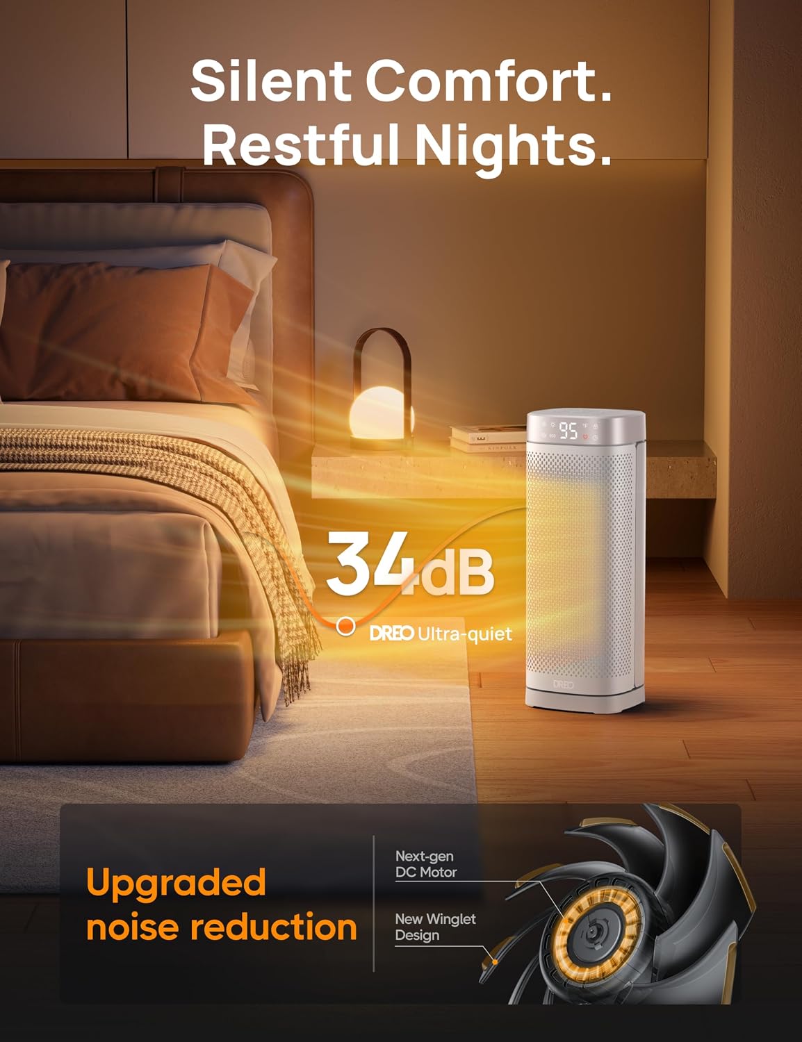 Space Heaters,16 Inch Fast Heating Portable Heaters with Thermostat | Fast Heating Portable Heaters with Remote, 12H