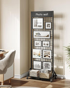 Grid Wall Panel, 2’ x 5.7’ Ft Floor Standing Gridwall Display Rack, Retail Display Stand, with 4 S-Shaped Hooks and 4