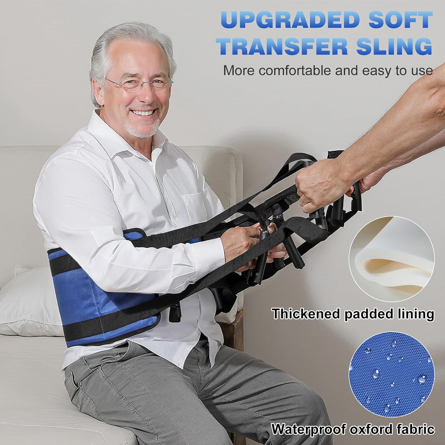 Transfer Sling, Gait Belt with 10 Padded Transfer Handles for Seniors