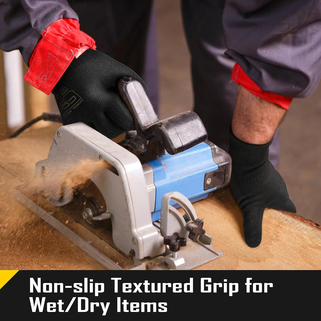 A3 Cut Resistant Safety Work Gloves with Nitrile Grip, Touchscreen & Flexible for Gardening Fishing Construction