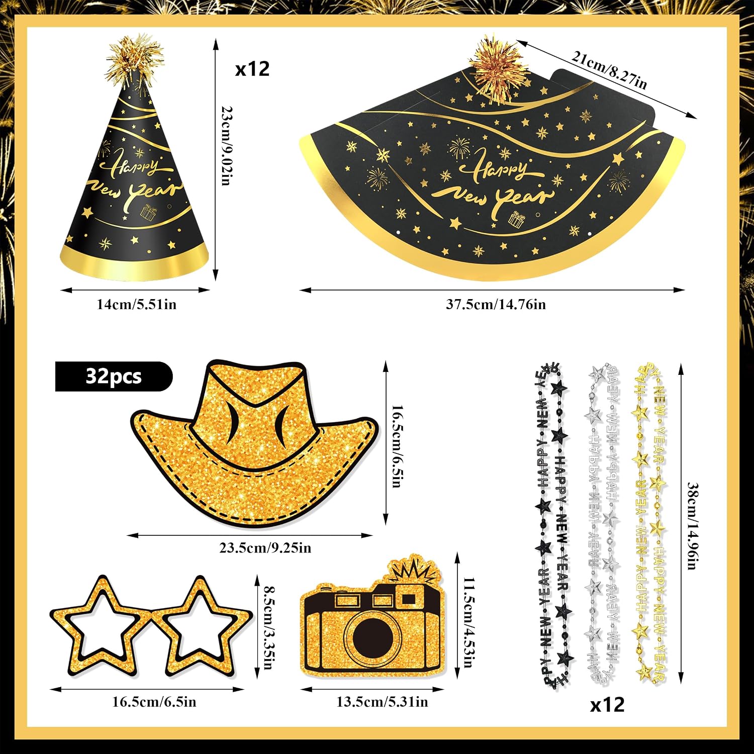 56 PCS New Year’s Eve Party Supplies for New Year's Eve Party Favors | New Year’s Eve Party Supplies Including Happy