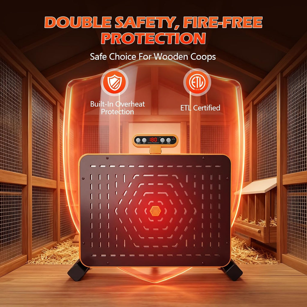 Smart Chicken Coop Heater with Thermostat, Safe Radiant Warmer
