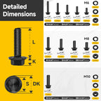 288PCS M6 M8 M10 Metric Flange Head Bolts Assortment Kit