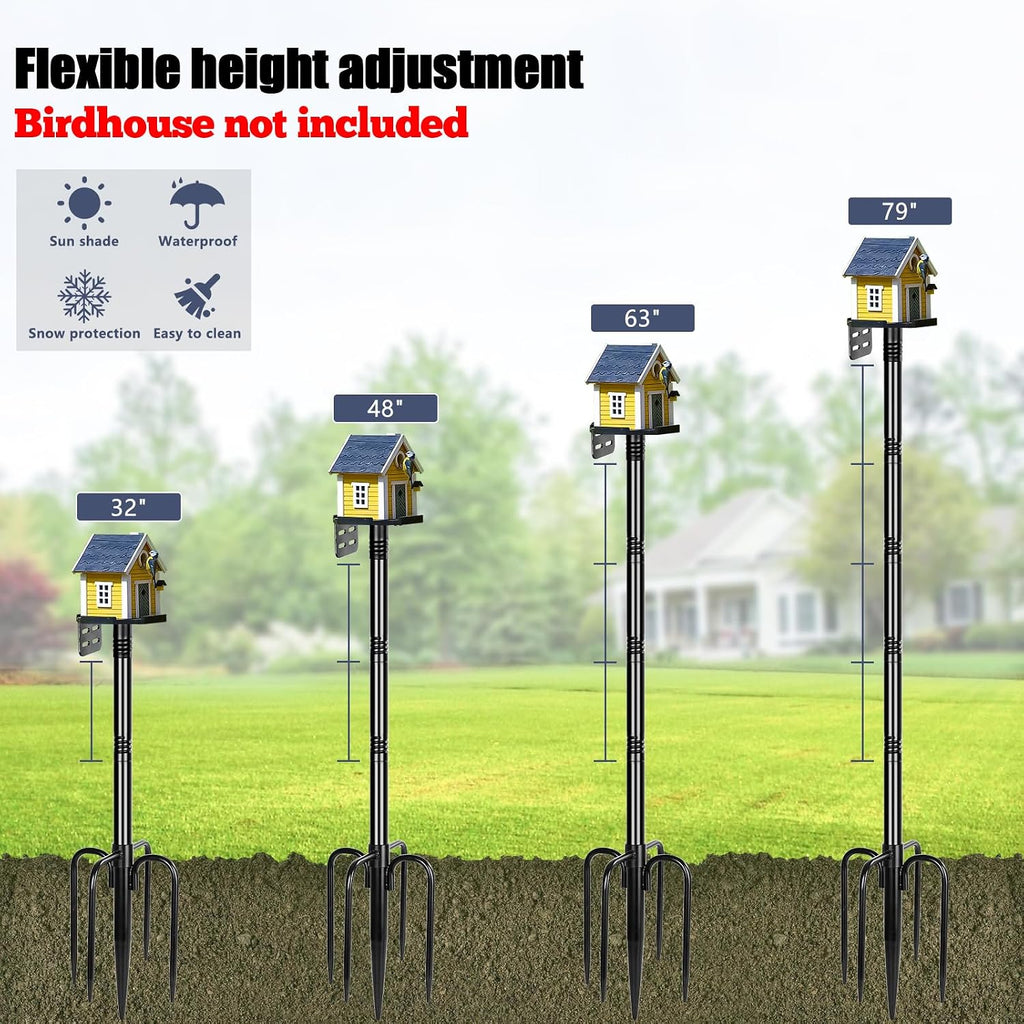 Smart Bird Feeder Pole 1-Inch Dia 79 Inch Bluebird House Pole for Outdoors Weather Station Heavy Duty Metal Mounting