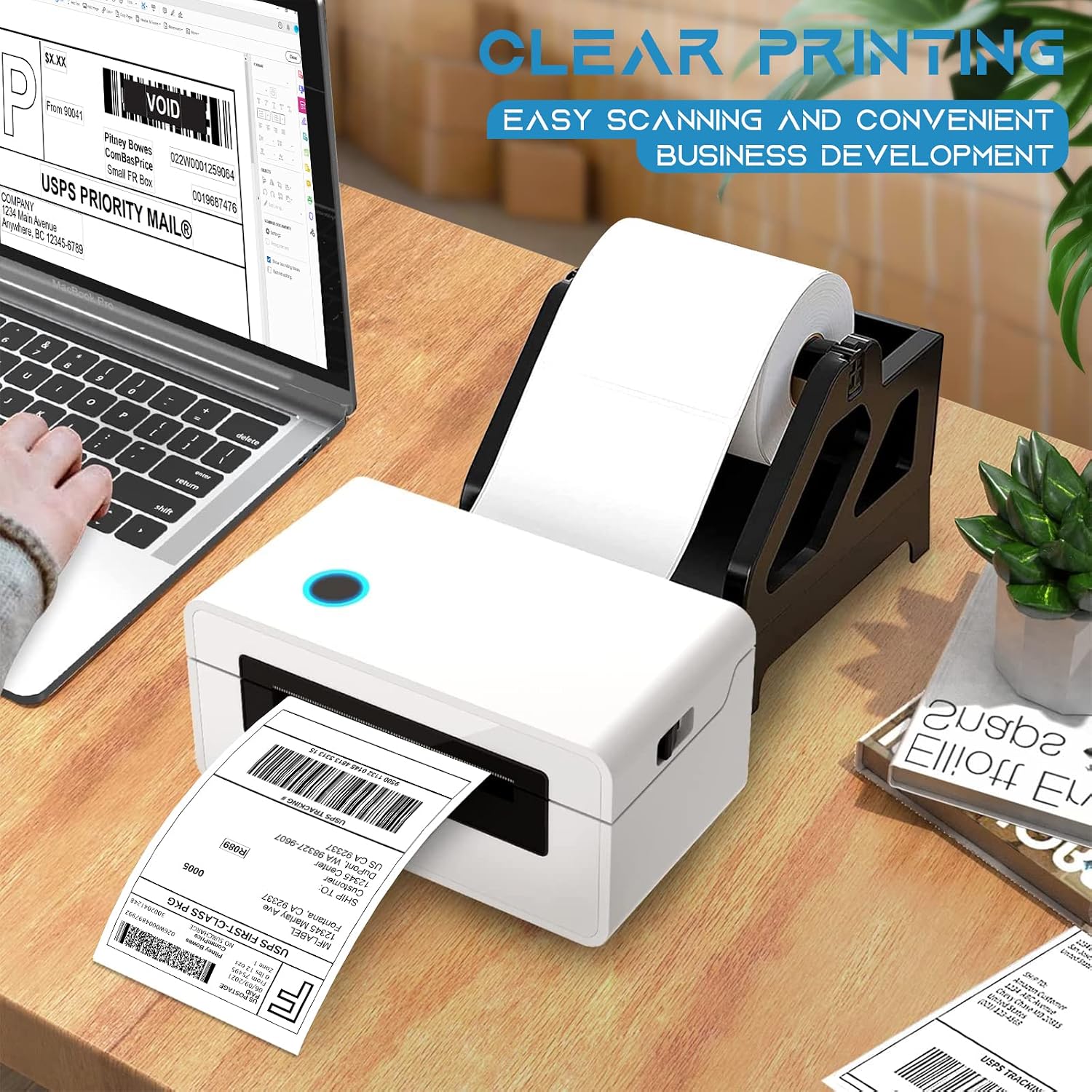 4x6 Thermal Shipping Labels - 2 Rolls of 250, Perforated & Smudge-Proof Direct Thermal Labels Compatible with Rollo