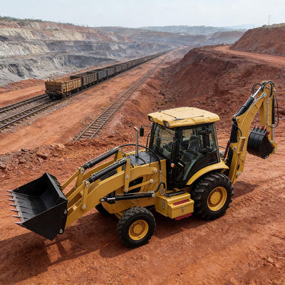 Heavy Duty Skid Steer Loader Backhoe with Front Loader and Rear Excavator – Compact Wheel Loader for Excavation