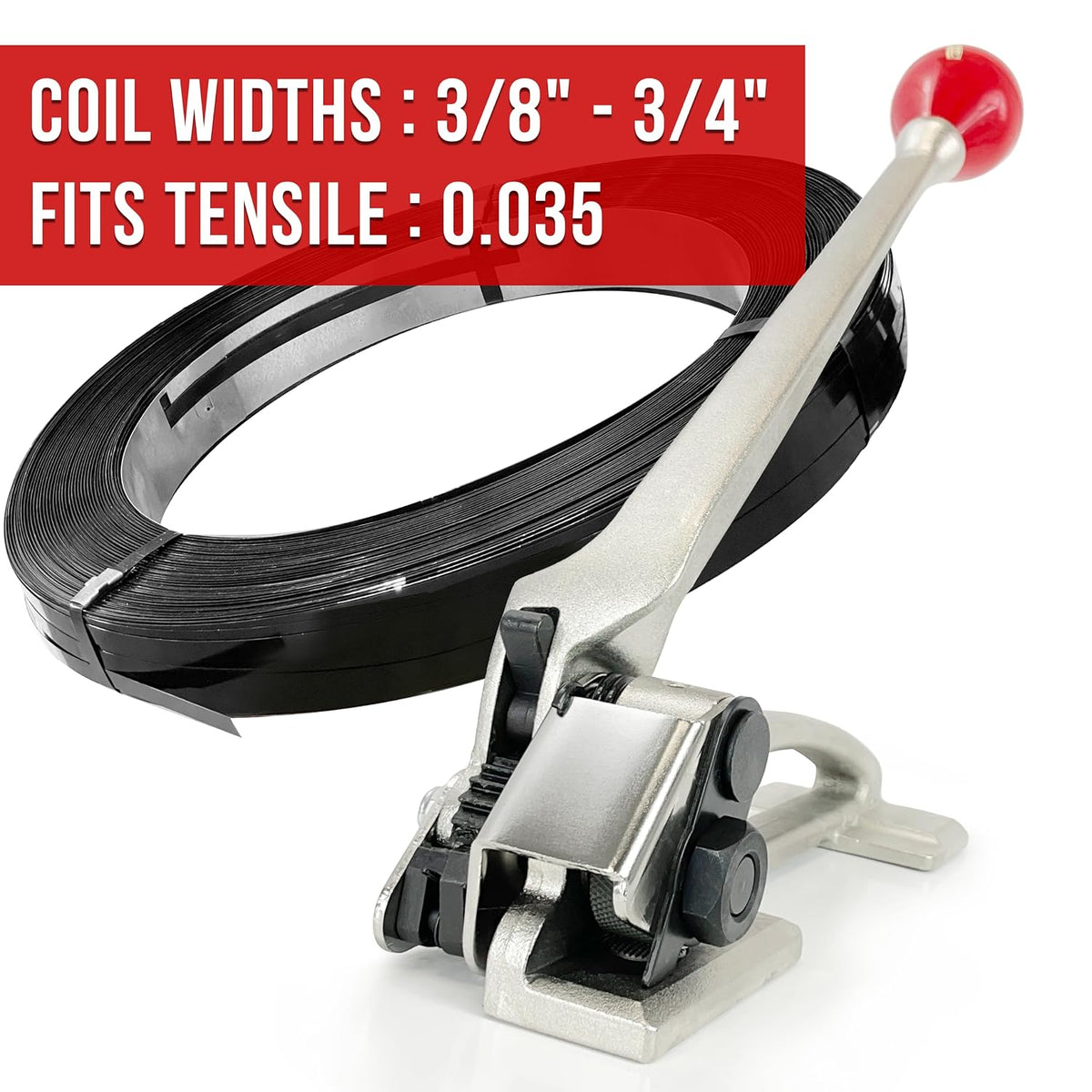 8NET Steel Strapping Tensioner Fits 3/8" - 3/4" Strapping Coil Width, Handle Length 13" - Heavy Duty - Strapping