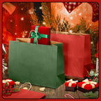 100 Pcs Christmas Gift Bags Red Green Kraft, 16 x 12 x 6 Inch