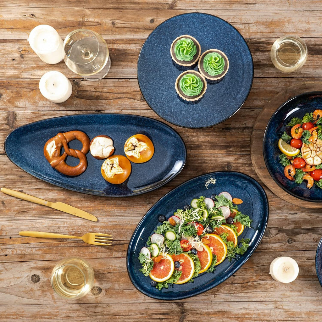 Large Oval Serving Platters, 16"/14"/10" Porcelain Serving Platters for Party, BBQ,Stackable Serving Trays Serving