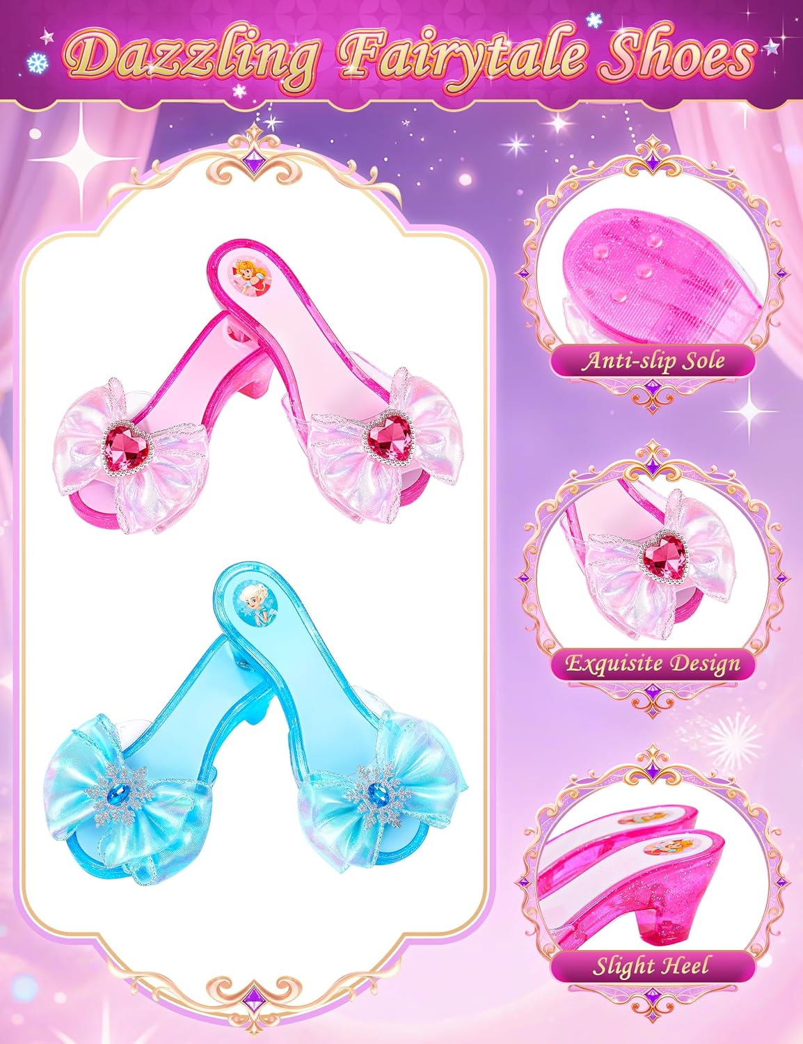 Princess Dress Up Clothes for Little Girls Toddlers Princess Dress Up Shoes | Princess Cape Tutu Shoes Crown Wand