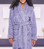 Women's Long Sleeve Plush Fleece Robe with Pockets, Bathrobe