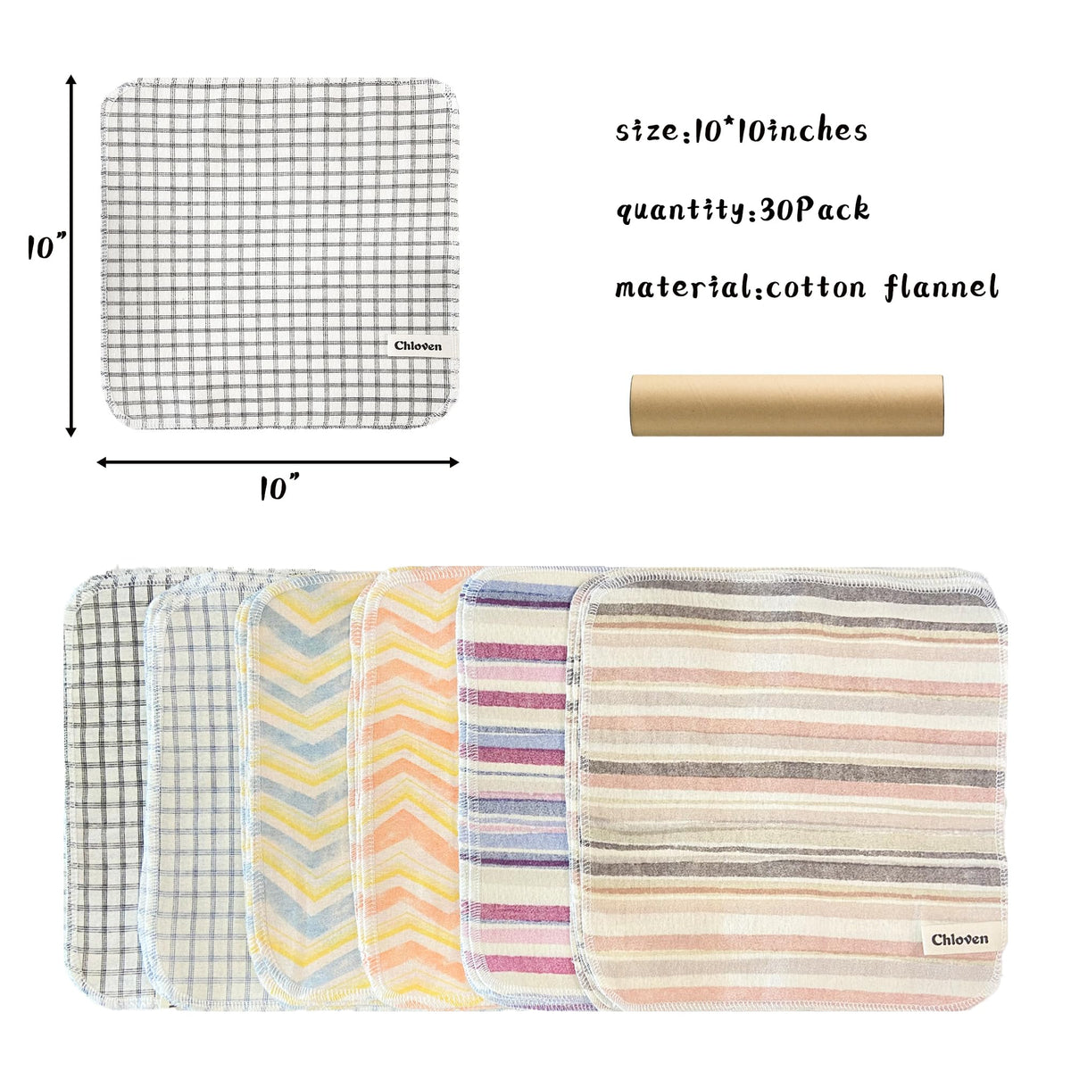 Reusable Paper Towels 30 Pack Cotton Flannel Washable Cloth Roll