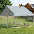 Small Metal Chicken Coop Run Walk-in 4.9'x9.8'x6.4' Duck House