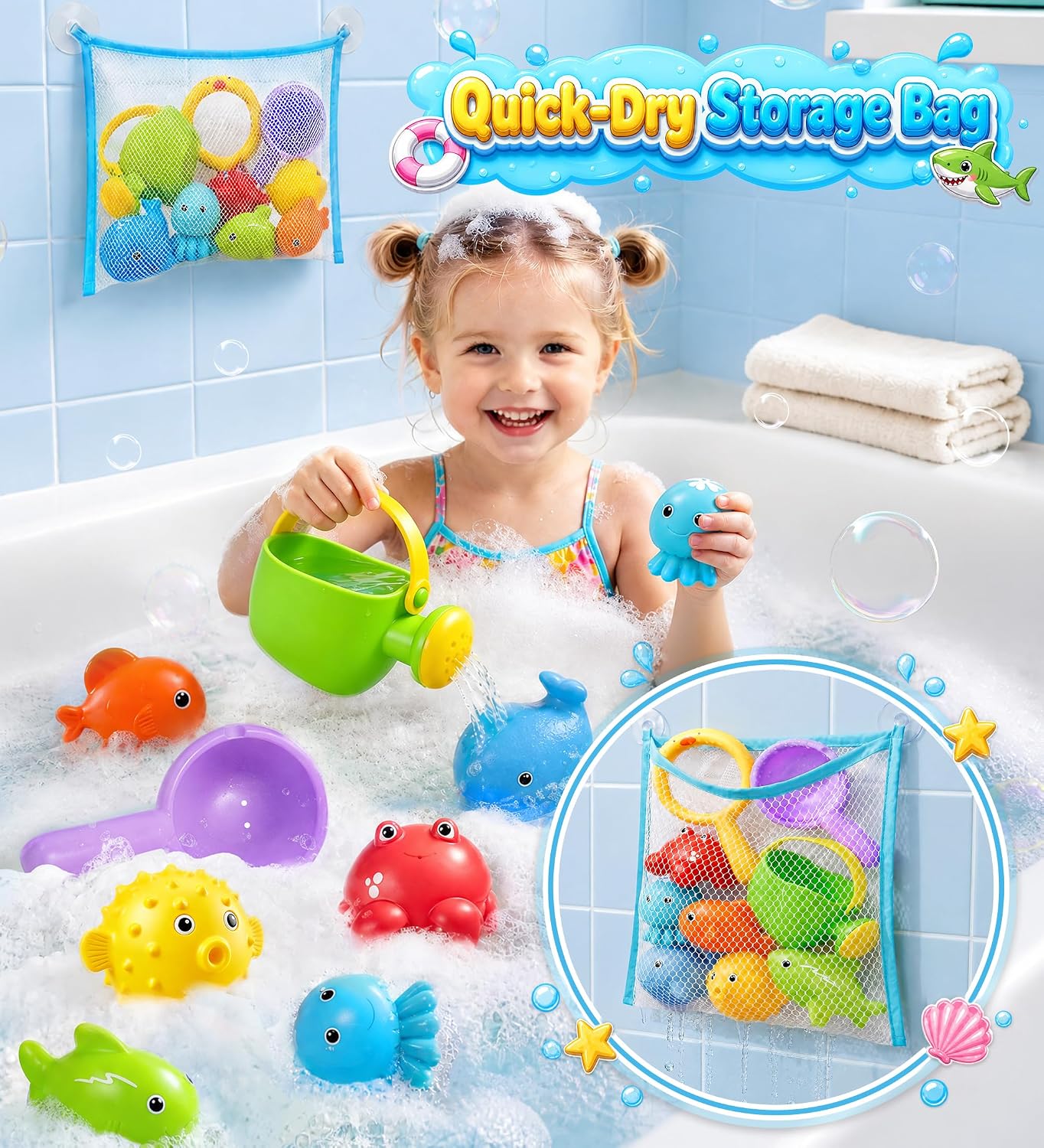 Baby Bath Toys for Kid, Squeezable Bathtub Toys Water Pool Toy for Toddlers | 10PCS Floating Pool Toy for Toddlers
