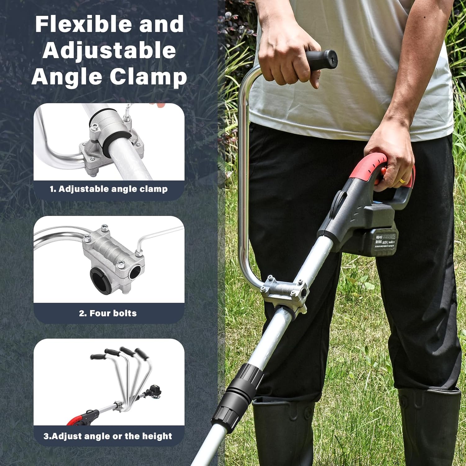 Ergonomic Trimmer Grip, String Trimmers Handle with Shoulder Strap Harness, Weed Eater Handle Extension with Bracket