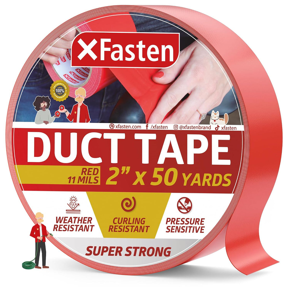 Super Strong Duct Tape 2 Inches x 50 Yards (Red, 2-Inch by 50-Yards)