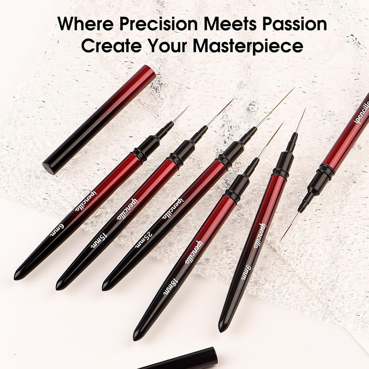 Nail Art Brushes, Nail Liner Brushes, 6Pcs Fine Nail Art Brushes