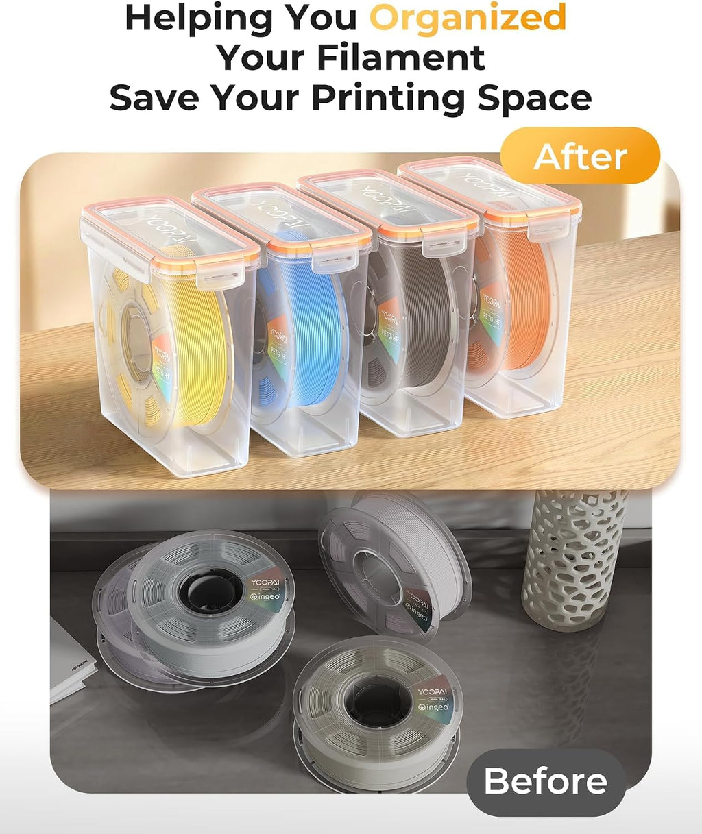 Pro Filament Storage Box – Precision-Fit Airtight Container for Single 1KG Spools, Flat-Lid Design for Stable