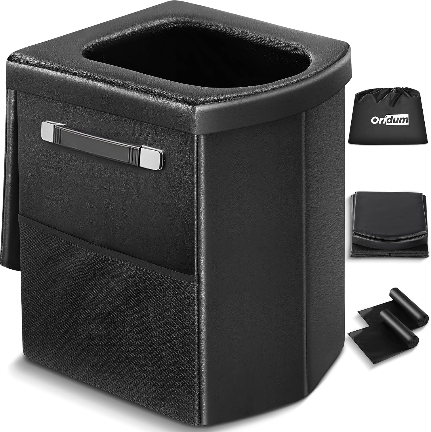 Portable Toilet for Adults, Foldable Camping Toilet with Soft & Comfortable Leather Seat,Hold Up to 400lbs, Height