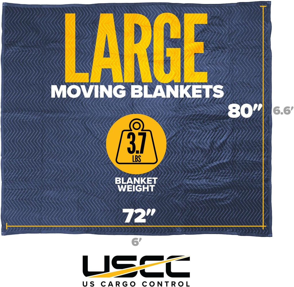 Moving Blankets Heavy Duty 72"x80" 12-Pack (43 lbs/doz), Packing Blankets for Moving Furniture, Shipping, and