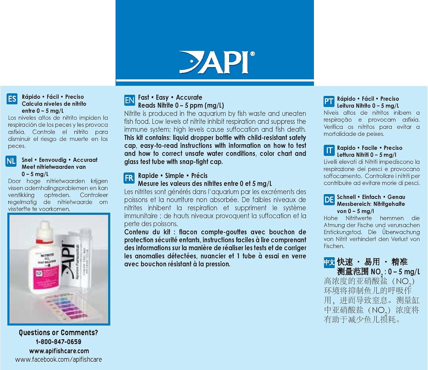 NITRITE TEST KIT 180-Test Freshwater and Saltwater Aquarium Test Kit