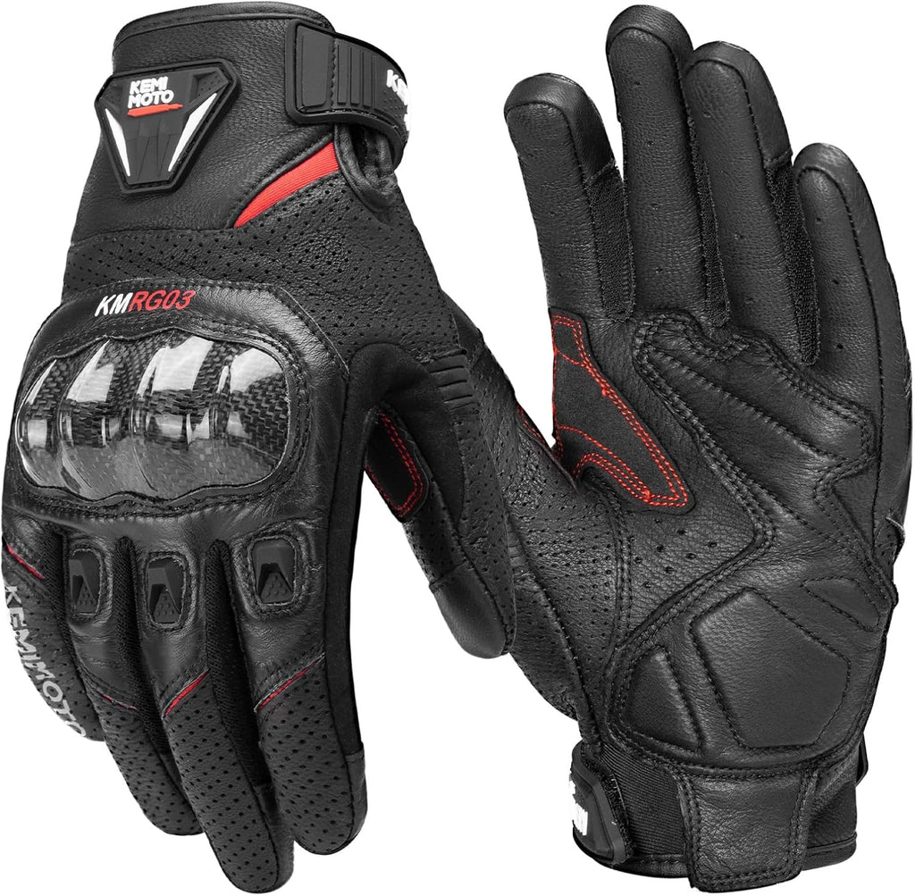 Sheepskin Leather Motorcycle Gloves for Men, Protective Motorcycle Gloves for Motocross Motorbike Dirt Bike Bicycle