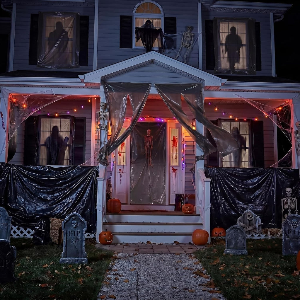 4 Rolls Halloween Black Plastic Sheeting 10 x 65 ft Halloween Tarp
