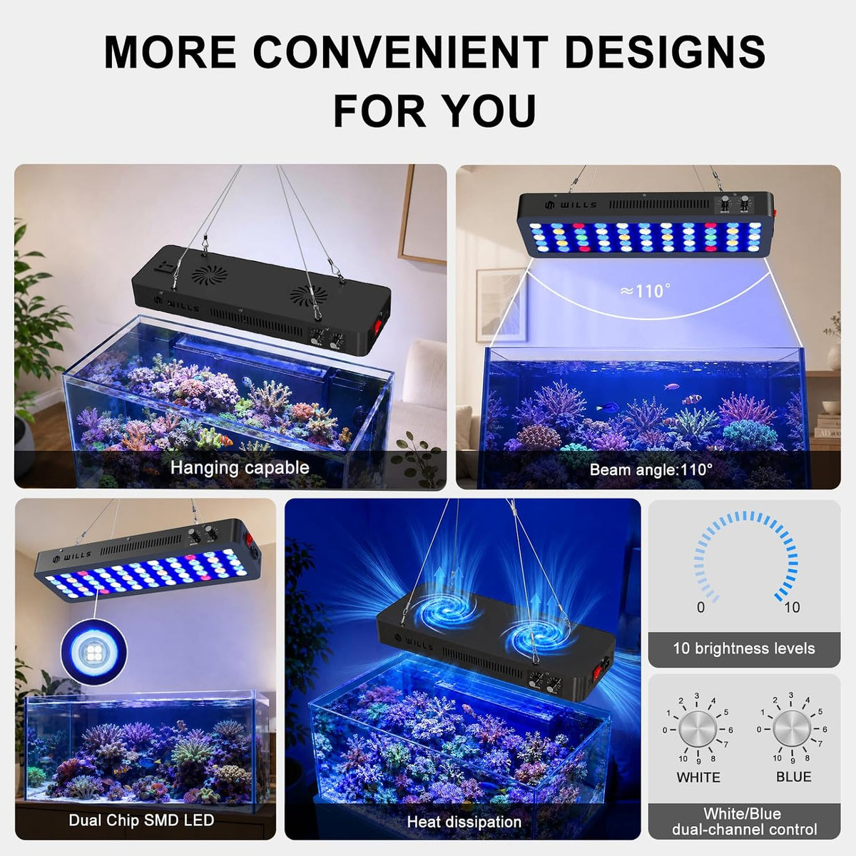 Aquarium Light, 100W Full Spectrum LED Reef Lights, 20"x7"x2.4"