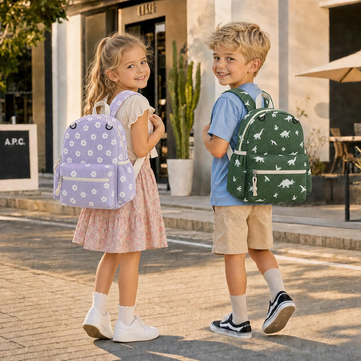 Corduroy Toddler Backpack for Boys & Girls, Kids Backpacks | Small Kids Bookbag for School 2-4 Preschool Kindergarten