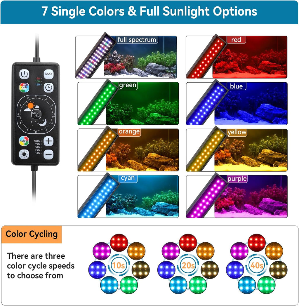 0.5-3 Gallon Small Aquarium LED Light for Fish Tank Full Spectrum Lighting with 24/7 Day-Night Cycle & Auto On/Off