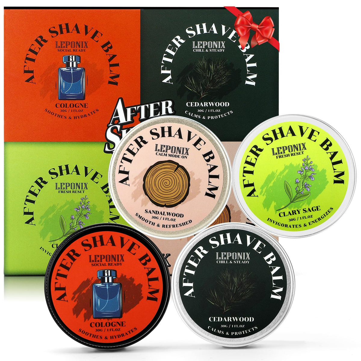 Aftershave Balm for Men 4 Pack, Travel Size, 4 Scents