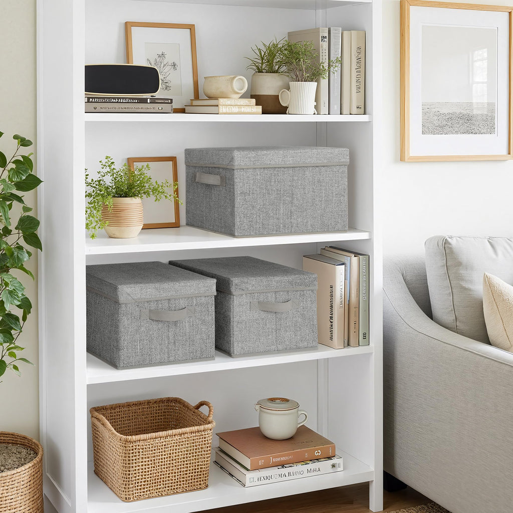 Storage Bins with Lids, Decorative Storage Boxes with Lids