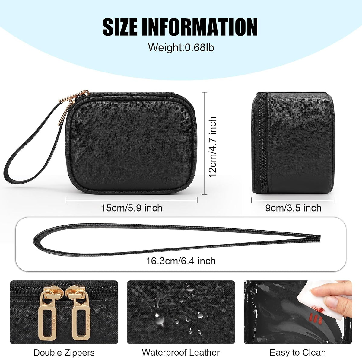 Mini Makeup Bag with Led Mirror, Small Makeup Bag with 3 Light Mode