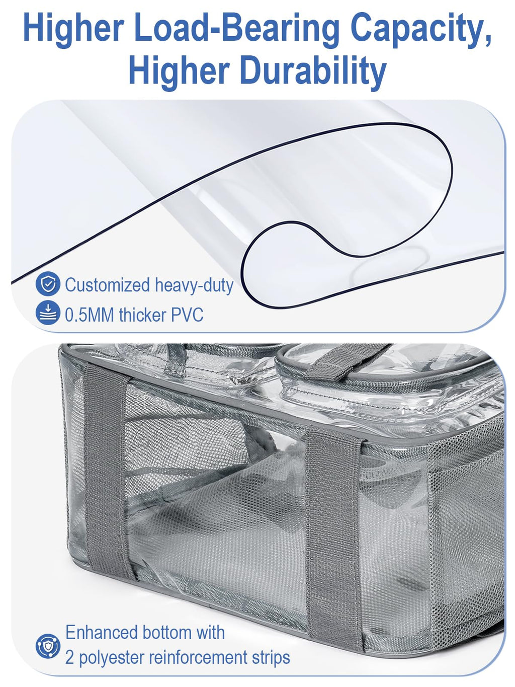 Clear Backpack for School, 17" Heavy Duty Double-Layer Clear Bookbag