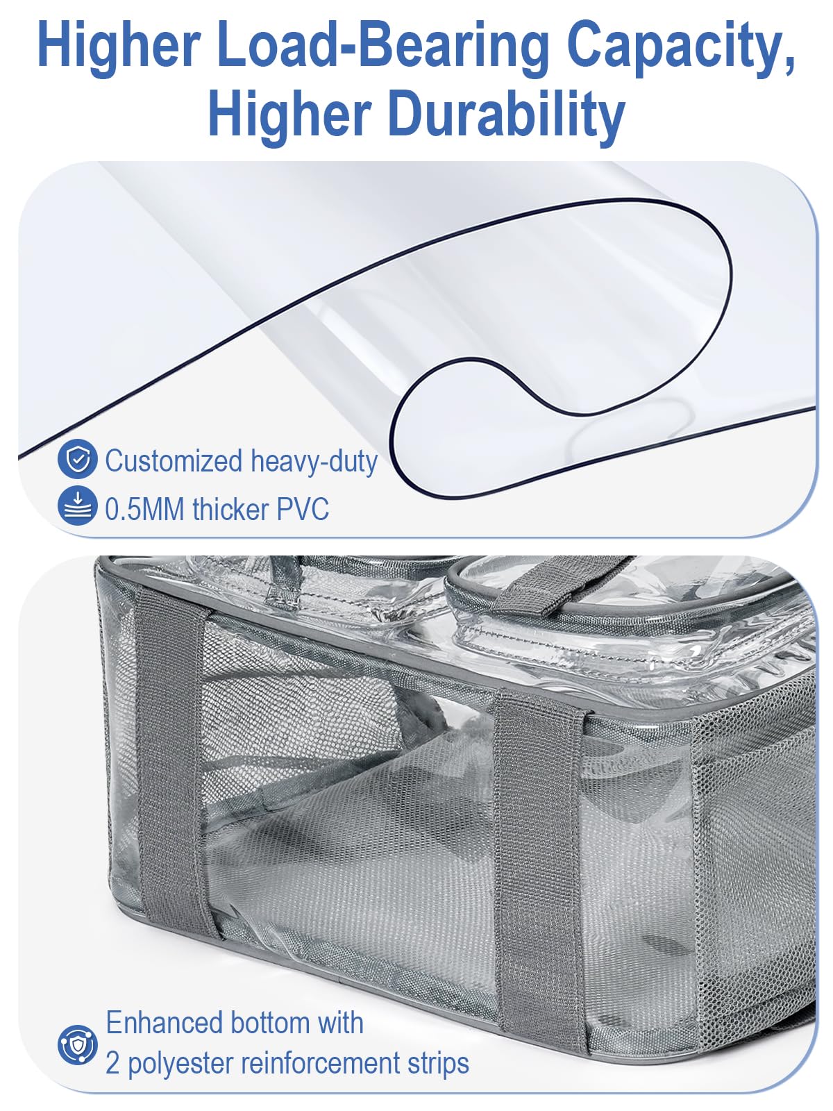 Clear Backpack for School, 17" Heavy Duty Double-Layer Clear Bookbag