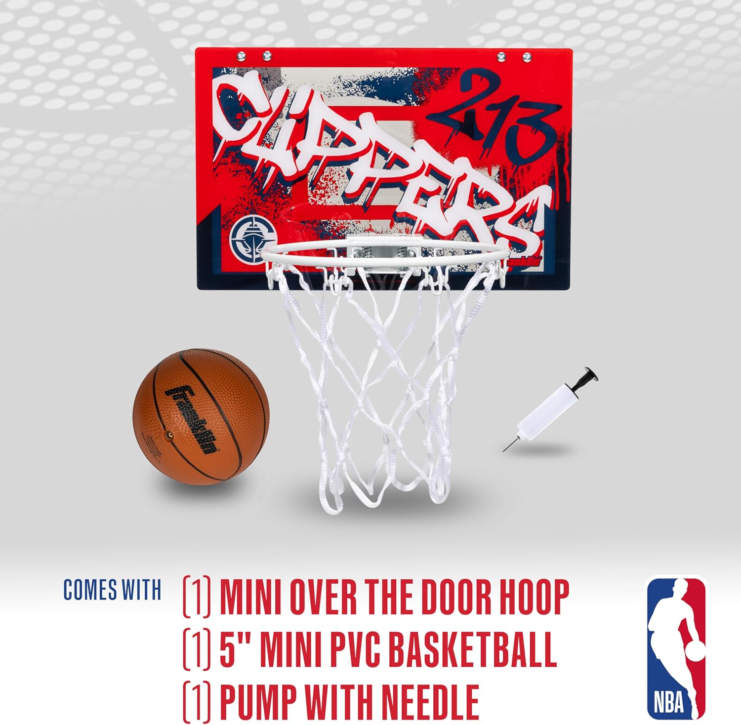 NBA Team Over the Door Basketball Hoops - Kids Indoor Mini Basketball Hoop + Ball Set - NBA Fan Mini Hoops