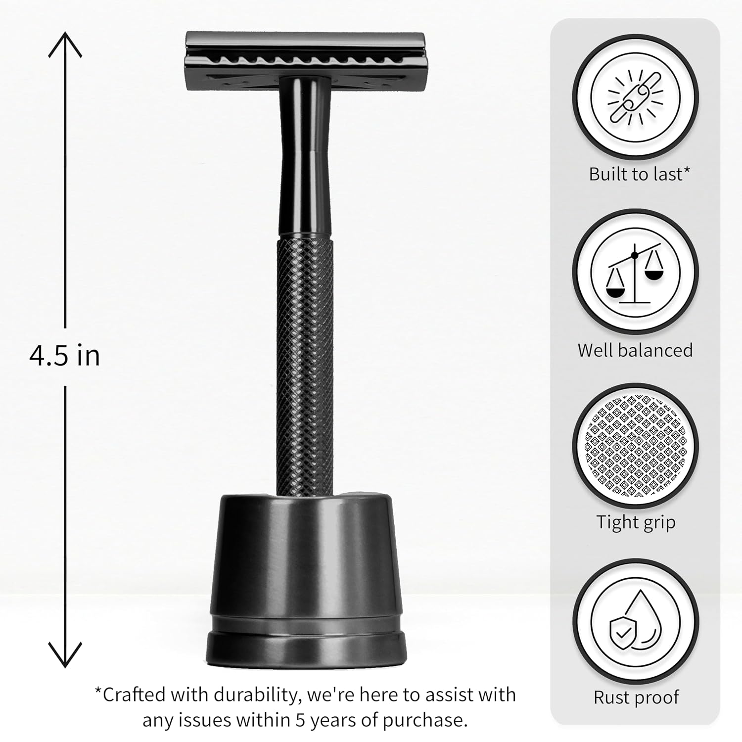 Double Edge Safety Razor with 5 Safety Razor Blades, Single Blade Razor for Men with Razor Stand, Double Edge Razor