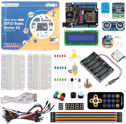 ESP32 Electronics Kit for Beginner, ACEBOTT STEM Learning Kit Compatible with Arduino IDE & Scratch & Python, IoT