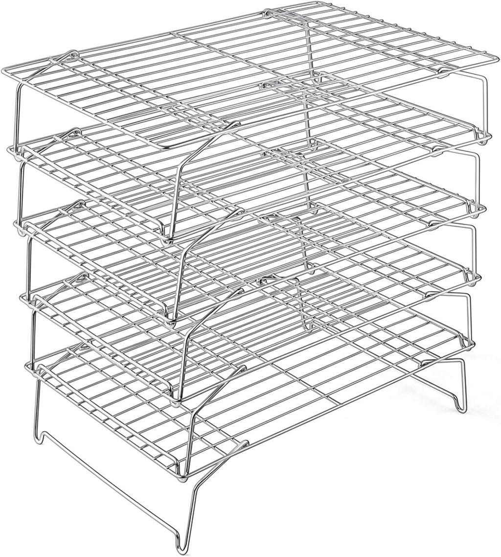 5-Tier Stainless Steel Cooling Rack, 15" x 10", Silver