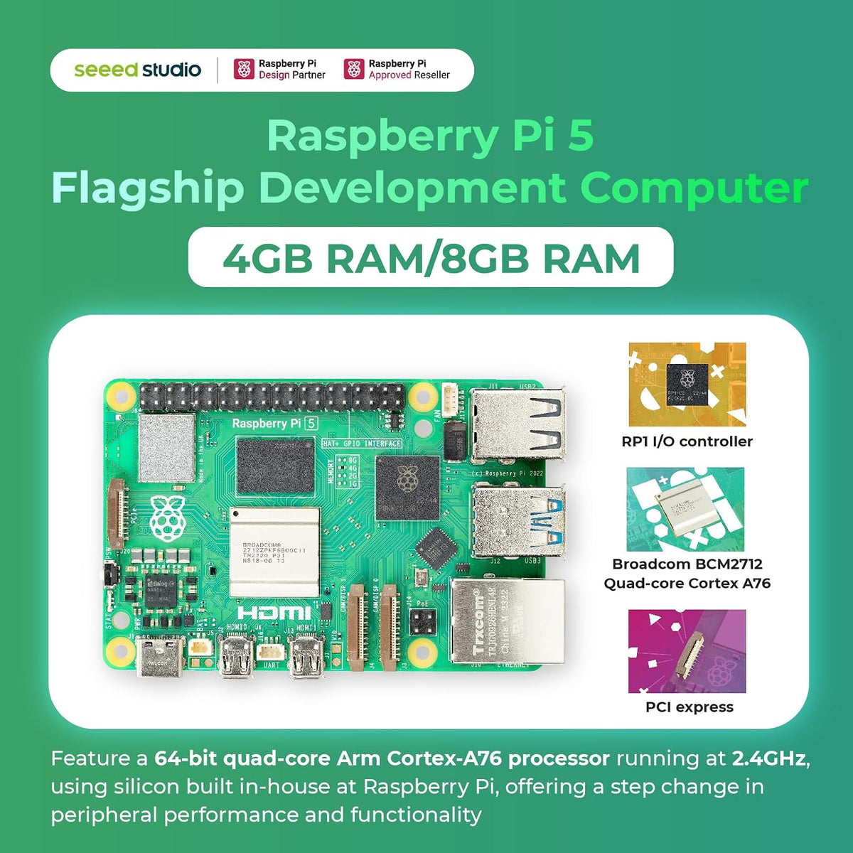Raspberry Pi 5 Essentials Starter Kit PRO (128GB Edition) (8GB RAM) Micro SD Card Pre-Loaded 64-bit OS, Type-C Power Supply, Active Cooling Case for Edge AI, Docker & Pro Workstation